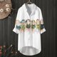 thumbnail image 2 of Blusa con bolsillo y estampado de solapa con botones de manga larga informal para mujer Pompotops FGAJ20601, 2 of 5