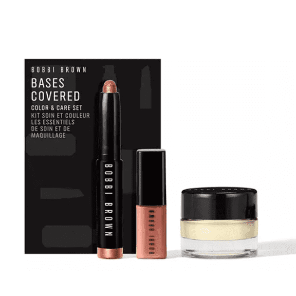 Bobbi Brown Bases Covered Color & Care Set - Longwear Cream Shadow Stick, Crushed Oil Infused Gloss, & Vitamin Enriched Face Base