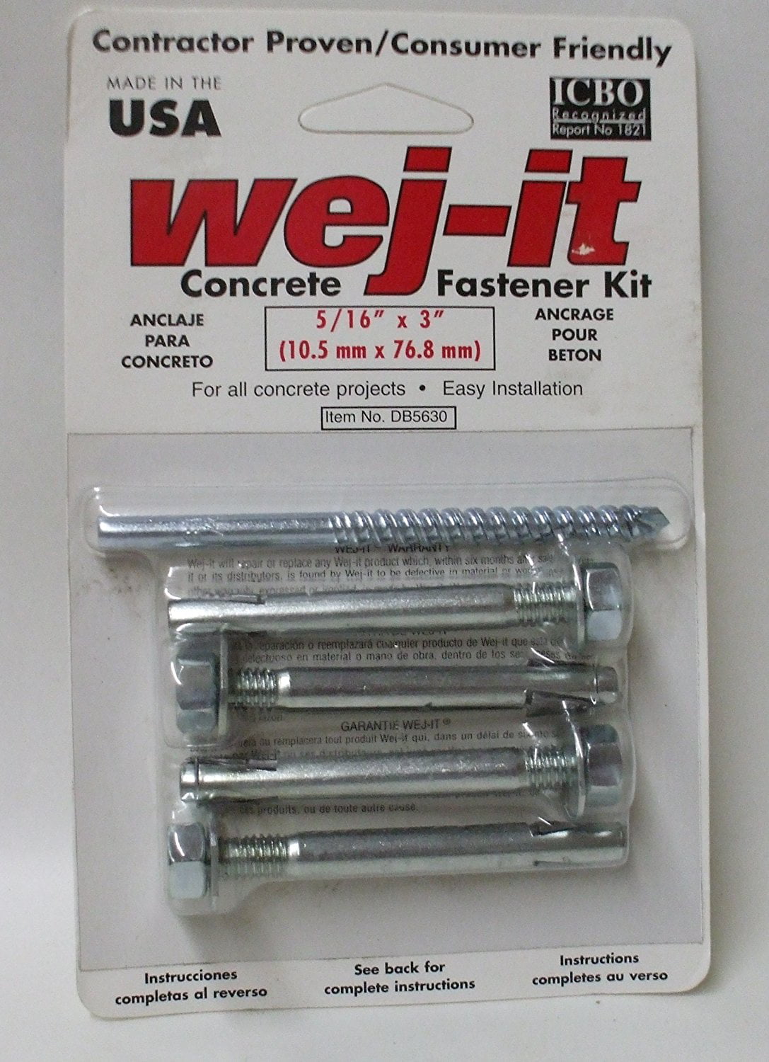 Wej-It 3/4"x6" Standard Concrete Fastener Box of 12 