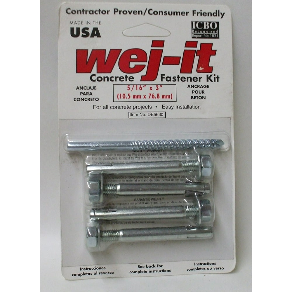 Wejit Fastening System Db5630 Wedge Anchor Fastening Kit 5/16"x3", Anchor Diameter & Length 5/