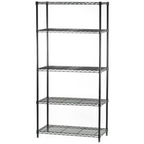 Shelving Inc. 8" d x 30" w x 72" h Black Wire Shelving with 5 Tier Shelves, Weight Capacity 300lbs Per Shelf