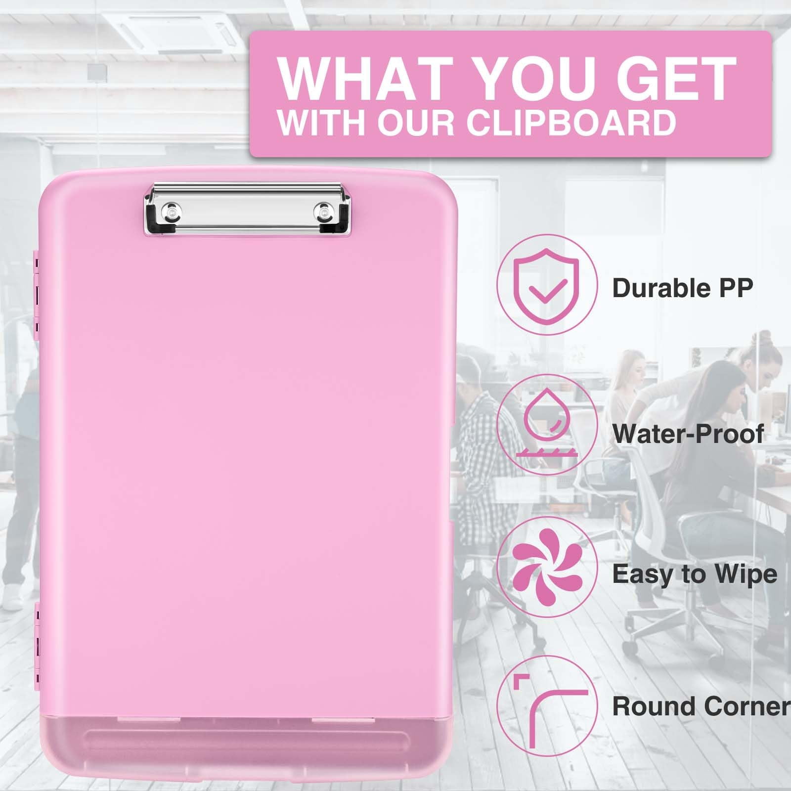 Clipboard With Storage  Clip Board 8.5 X 11 Pen Holder Plastic Organization Case Box For Letter Legal A4 Size Paper Low Profile Teachers Haves School & Office Supplies