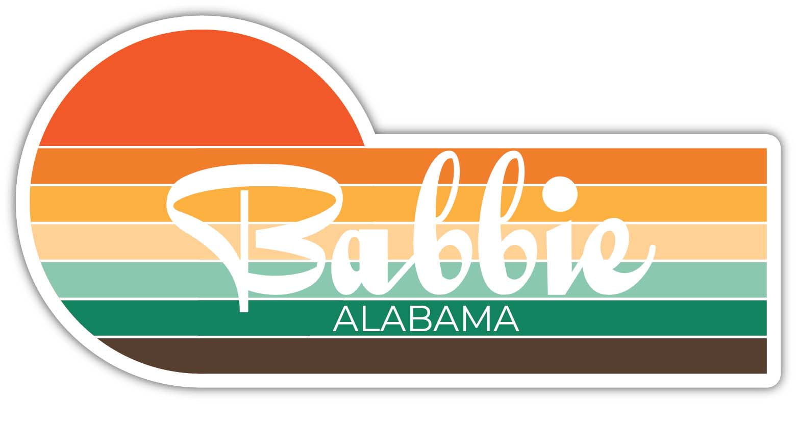 Babbie Alabama 4 x 2.25 Inch Sticker Retro Vintage Sunset City 70s Aesthetic Design