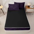 thumbnail image 4 of Homewish Boho Hipple Skull Zipper Full Size Comforter Sets with Fitted Sheet and 2 Pillowcases,Vintage Purple Damask Zipper Bedding Set,Halloween Gothic Bed Set,Black Reversible,4pcs, 4 of 8