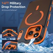 iPhone 17 Pro Max Case 6.9 - DOMAVER Magnetic Case Compatible with Mag-Safe | Translucent Matte Finish | Shockproof & Anti-Scratch Protection | for iPhone 17 Pro Max Case - Black/Orange
