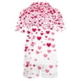 thumbnail image 5 of SDNall Pajama Set for Women, Printed Stand-Up Collar Short Sleeve Top and Shorts, 2-Piece Loungewear for Valentine's Day or Home, 5 of 9