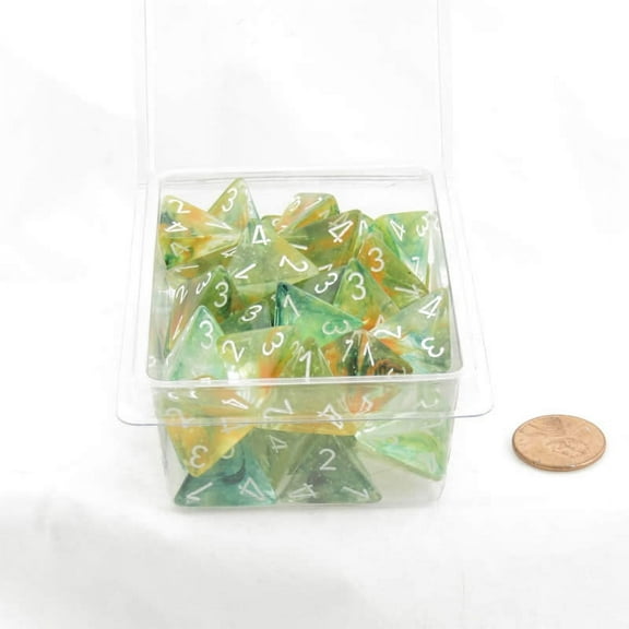 Spring Nebula Luminary Dice with White Numbers 16mm (5/8in) D4 Set of 50 Wondertrail