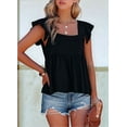 thumbnail image 4 of Gdvsclr Women'S Casual Square Neck Ruffle Cap Sleeve Peplum Babydoll Blouse Tank Top Black XL, 4 of 8