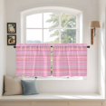 thumbnail image 3 of Pink Orange Blue Stripe Tier Curtains, Modern Abstract Art Striped Farmhouse Light Filtering Kitchen Curtains, 2Pcs Rod Pocket Half Window Treatments Panels for Sink Cafe Cabinet Camper 27.5x36In, 3 of 9