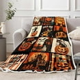 thumbnail image 3 of Vintage Halloween Throw Blanket, Trick or Treat Cute Cool Gothic Black Cat Pumpkin Retro Halloween Cozy Bed Couch Blanket, Soft Comfy Fleece Flannel Throws Blankets Livingroom Bedroom Decor, 3 of 5