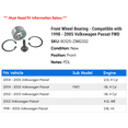 thumbnail image 2 of Front Wheel Bearing - Compatible with 1998 - 2005 Volkswagen Passat FWD 1999 2000 2001 2002 2003 2004, 2 of 2