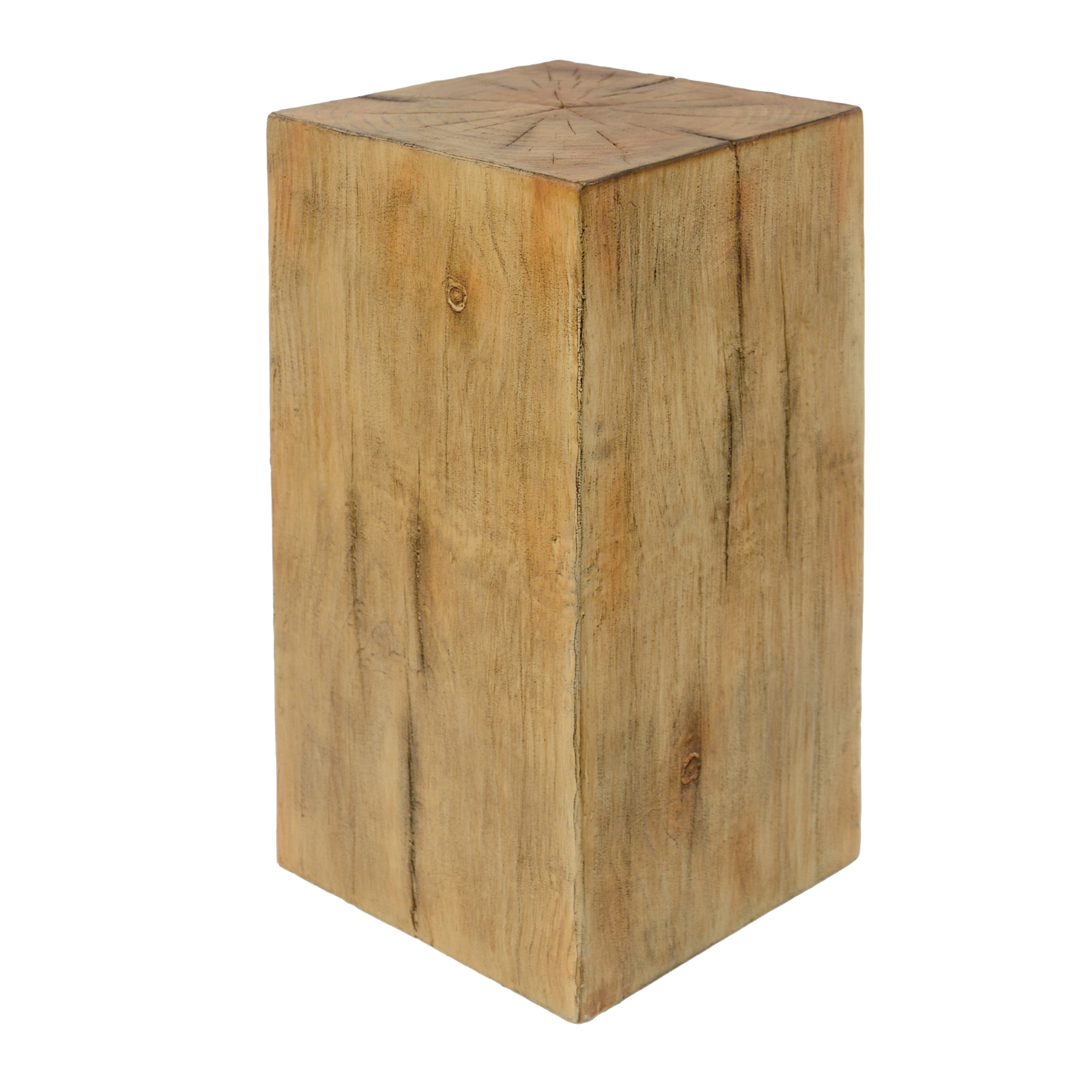 Square-Column End Table, Wood-Look Table for Indoor Outdoor Use, Natural Color