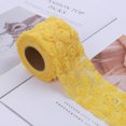 thumbnail image 1 of Xiao Hua Tela para manualidades con bordado de rosas tridimensionales, tela versátil para costura y manualidades, 5 rollos de 8 x 91 cm, color amarillo oscuro., 1 of 5