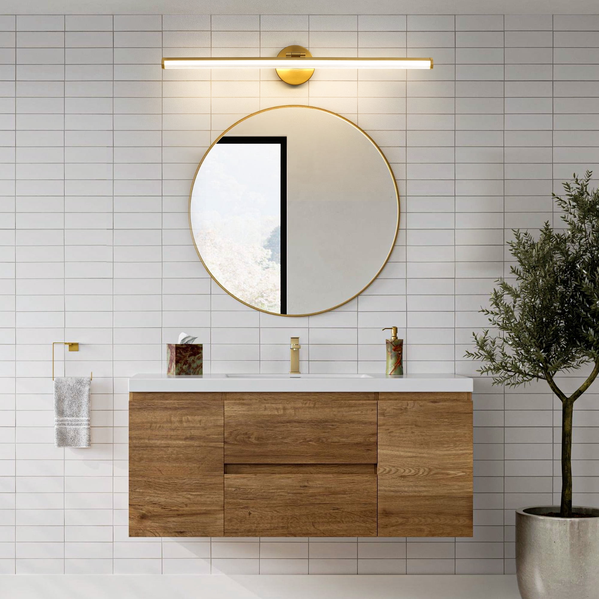 KAISITE Modern LED Bathroom Vanity Light 24W 4000K LED Bathroom Lighting Fixture Angle Adjustable 30 Inch Modern Vanity Light Bar for Bedroom Living Room