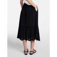 thumbnail image 4 of Time and Tru Women's Cotton Eyelet Hem Midi Skirt, Sizes XS-XXXL, 4 of 6