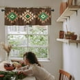 thumbnail image 6 of Brown Green Boho Kitchen Valances for Windows 60x18 Inch Kitchen Curtains Valances Rod Pocket Vintage Southwest Abstract Geometric Bathroom Window Valances for Window Treatment Decor, 6 of 6
