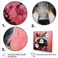 Designart "Black and Pink Raccoon with Flower I" Animals Wall Art