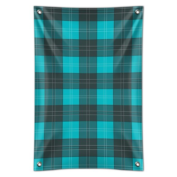 Plaid Turquoise Teal Gray Grey Pattern Home Business Office Sign