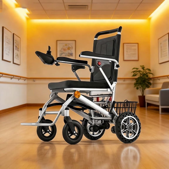 Foldable All-Terrain Power Wheelchair Adults, Lightweight Heavy-Duty Electric Wheelchair Portable for Travel Daily Mobility Needs