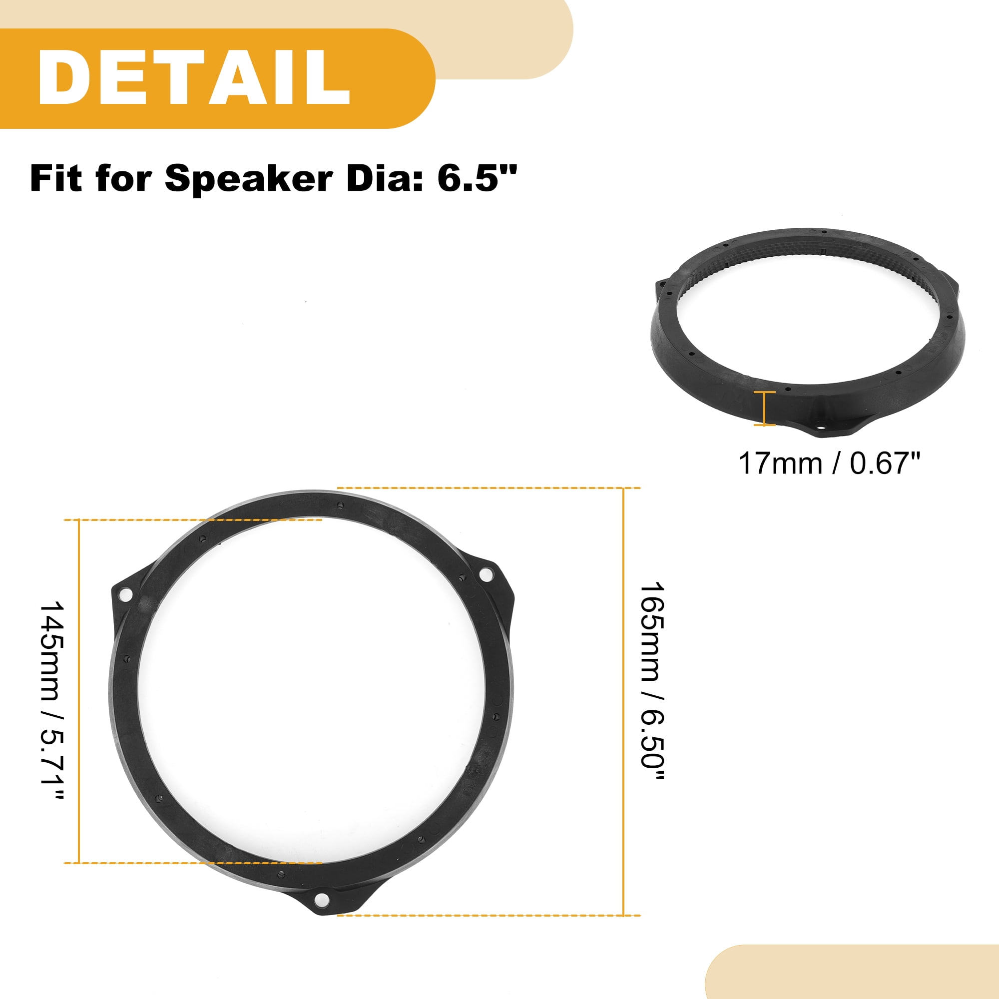 Unique Bargains Speaker Spacer Ring Tweeter Adapter for Ford ABS Black Waterproof