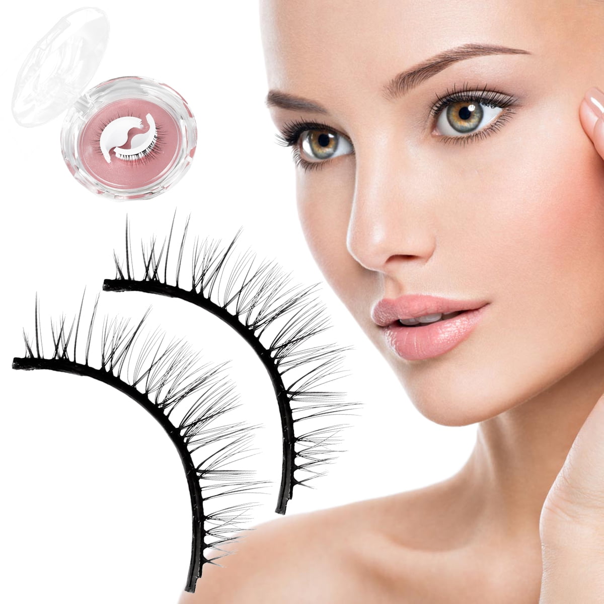 Reusable SelfAdhesive Eyelashes without Glue Natural Fluffy False