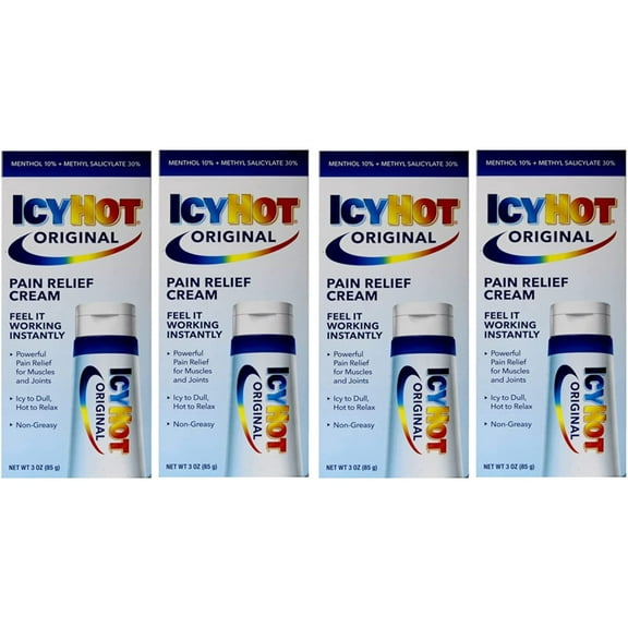ICY HOT Pain Relieving Cream Extra Strength 3 oz ( Packs of 4)