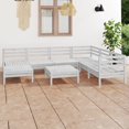 thumbnail image 1 of vidaXL 8 Piece Garden Lounge Set Solid Wood Pine White, 1 of 5