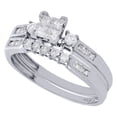 thumbnail image 3 of 10K WOMENS WHITE GOLD PRINCESS CUT DIAMOND ENGAGEMENT BRIDAL WEDDING RING SET, 3 of 5