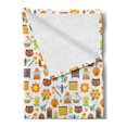 thumbnail image 2 of Bee Soft Flannel Fleece Blanket, Cartoon Bee Apiary and Honey Elements Background Pattern on a White Flat Style Design, Cozy Plush for Indoor and Outdoor Use, 50" x 60", Multicolor, by Ambesonne, 2 of 5