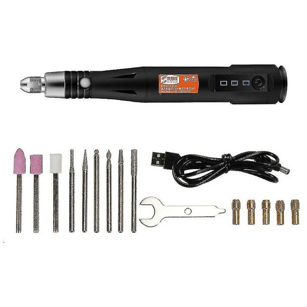 Mini amoladora eléctrica, herramienta rotativa, pluma de grabado USB y brocas (hy)