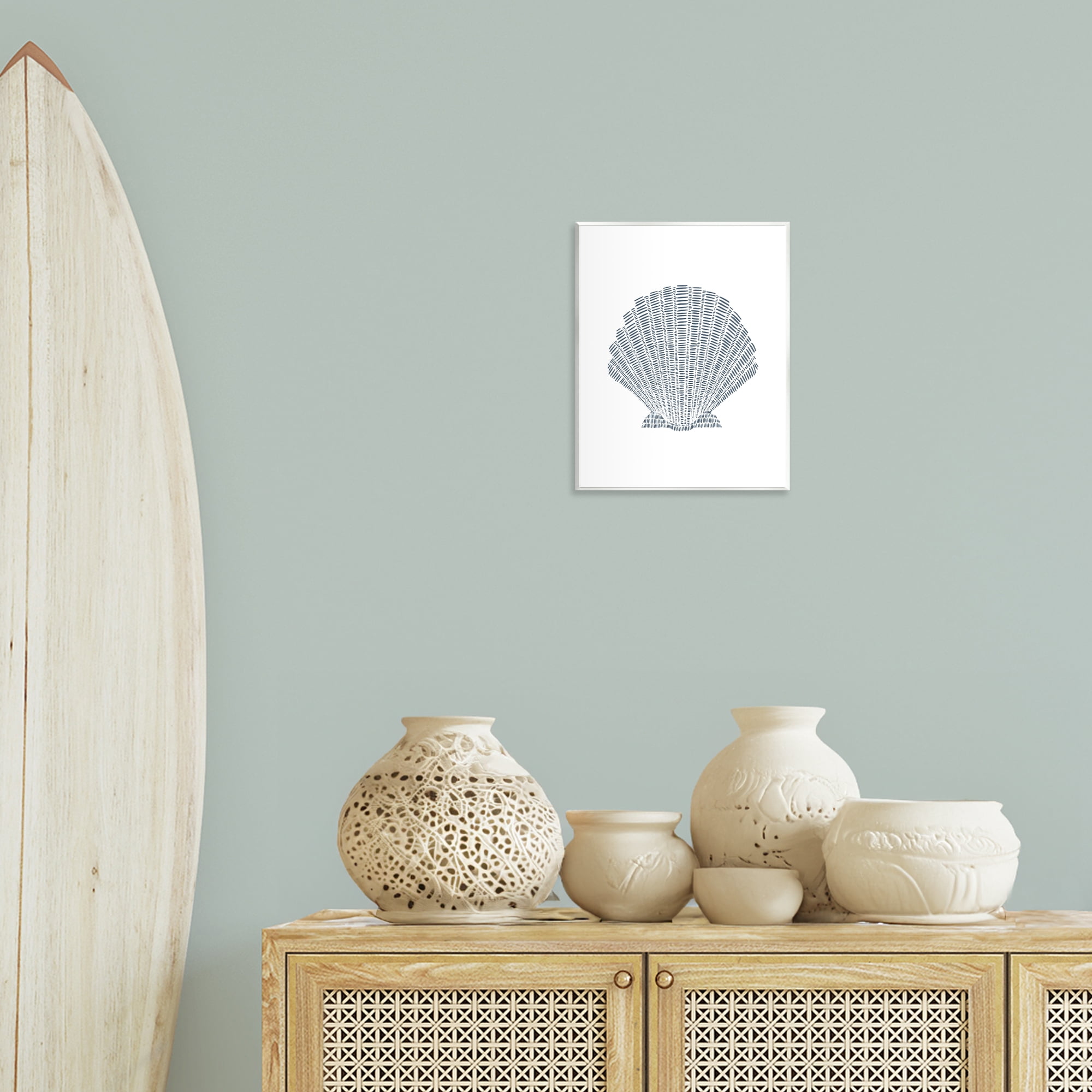 Stupell Industries Minimal Sea Shell Coastal Painting Unframed Art Print Wall Art, 11 x 14