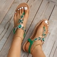 thumbnail image 4 of Dakaela Women's Flat Sandals Rhinestone Summer Flip Flops Elastic Ankle Strap Walking Slip on Shoes, 4 of 9