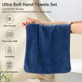 thumbnail image 6 of Jessy Home 12 Pack Navy Blue Hand Towel Set 16"x31" Soft Highly Absorbent Quick Dry Bathroom Towels 600 GSM Microfiber Plush Towels, 6 of 9
