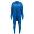 thumbnail image 4 of Women's Ribbed Knit Two Piece Set, Oversized Hoodie and Leggings Outfit, Casual Lounge Wear Set, Stretchy Jogger Set, Comfortable Loungewear, Two Piece Outfits, Hooded Sweatshirt Set - Blue, 4 of 5