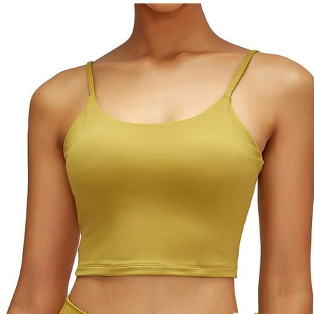 

CYMMPU Women Clothing Women s Sleeveless Round Neck Tank Summer Shirts Cropped Tank Sexy Bustier Streetwear Cami Vest Slim Fit Crop Tops Yellow