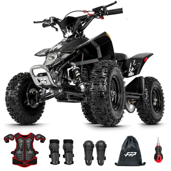 FRP SHR40 40cc Gas ATV with Protective Gear, Teens 13 , Up to 13 MPH, Black