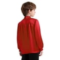 thumbnail image 2 of vastwit Kids Boys Praise Dance Shirt Satin Pullover Top Long Sleeve Church Liturgical Worship Dancewear Red 12, 2 of 7