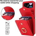 thumbnail image 4 of REQO Phone Case for Samsung Galaxy Z Flip 3 5G 2021 Wallet Cover with RFID Blocking Ring Crossbody Wrist Strap Stand Credit Card Holder Leather Cell Accessories ZFlip3 Z3 Flip3 3Z Women Men Red, 4 of 6