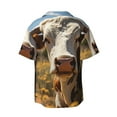 thumbnail image 5 of Salouo Countryside Flower Cow Pattern Cuban Collar Shirts for Men Button-Down Shirt Men's Short Sleeve Shirts Hawaiian Shirts Casual Shirts -Large, 5 of 6