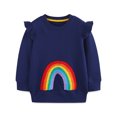 thumbnail image 2 of Tfken T-Shirts For Girls Toddler Long Sleeve Rainbow Print Cute Tee Fashion Crew Neck Dark Blue Tops Size 12-24 Months, 2 of 7