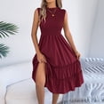 thumbnail image 5 of Women's 2026 Casual Loose Plain Maxi Sundress Smocked Elastic Waist Tank Dress Sleeveless Summer Beach Tiered Long Dresses, 5 of 7