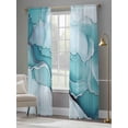 thumbnail image 3 of Teal Marble Sheer Curtains 108 Inch Length 2 Panels Set, Abstract Modern Ink Painting Voile Window Treatment Semi Sheer Long Curtains Drapes for Bedroom/Living Room/Kitchen 52"x108"x2, 3 of 7