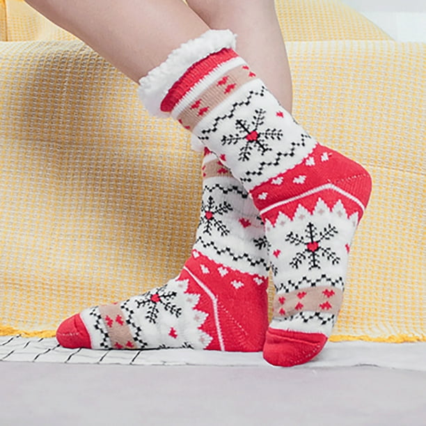 Calcetines de mujer informales de invierno para el hogar, antideslizantes, de felpa, cálidos, gruesos y cálidos.