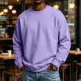 thumbnail image 2 of UDAUDU Mens Long Sleeve Sweatshirt Crew Neck Multiple Colors Basic Loose Fit Fleece Pullover Tops for Jogging Hiking Casual Daily Wear Light Purple M, 2 of 9