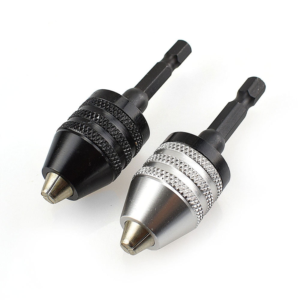 1/4in Keyless Drill Bit Chuck Hex Shank Adapter Converter Quick Change 0.3-6.5mm, Home Kitchen Decor, Keyless Bit, Quick Change, 0.3-6.5Mm Hex Home Improvement Tools, 5Pcs(Black,2.8x0.8")