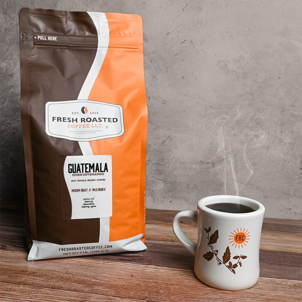 Fresh Roasted Coffee, Guatemalan Huehuetenango Coffee, Medium Roast, Whole Bean, 80 oz 5 lbs