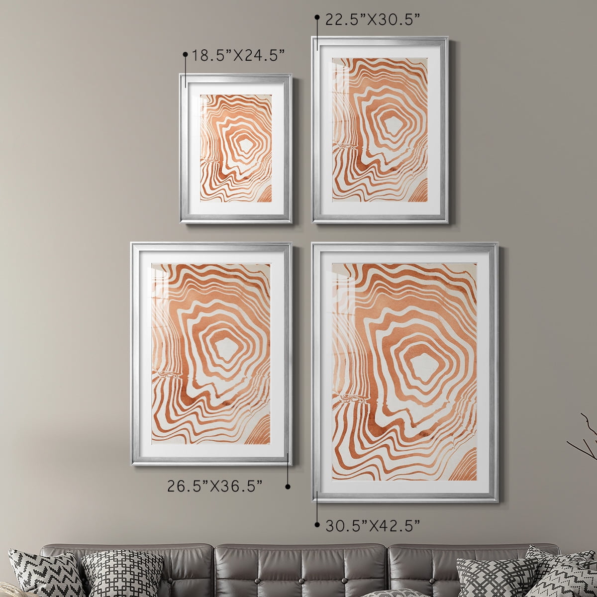 Wexford Home Wood Grain Suminagashi I Premium Framed Print, 18.5" x 24.5" - Ready to Hang, Silver (Set of 2)