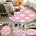 thumbnail image 6 of White Pink Daisy Large Area Rugs for Bedroom Living Room, Soft Non Slip Carpet Bedside Rug, Spring Summer Floral Botanical Round Floor Cover Kitchen Accent Rug 7' for Dining Room/Office, 6 of 9