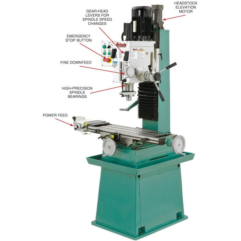 Grizzly G0755 220V 10 Inch x 32 Inch Heavy Duty Mill Drill Stand