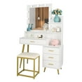 thumbnail image 6 of Ktaxon Vanity Table Set with Lighted Mirror, Makeup Table with 4 Drawers, Dressing Vanity Tables, Dresser Desk for Girls, Women, White, 6 of 12